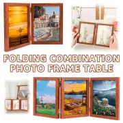 Hinged Photo Frame Double/Trifold Folding Picture Frame 180° Foldable Wood ☪