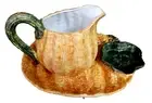 pumpkin/gourd hand painted decorative platter chip dip & matching pitcher
