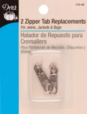Dritz 170-65 Zipper Tab Replacements 2/Pkg-Nickel