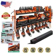 33.2'' Power Tool Storage Rack with 8 Charging Outlets & Customizable Design