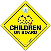 Children On Board Suction Cup Window Sign, Baby On Board Style for Children in The Car