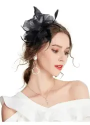Women's Fascinator Hat Flower Mesh Ribbons Feathers Derby Party Hair Clip or Pin