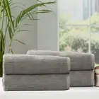 4pc Renee Taylor Cobblestone Platinum Bath Sheet/Towel 650 GSM Cotton Ribbed