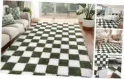 Soft Rug for Bedroom, 6x9 Olive Green and White 6x9 Feet Olive Green / White