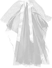 [SAFIGLE] White Mesh Blusher Tulle Wedding Dress Veil Dress Bachelorette Outfit for Bride Satin