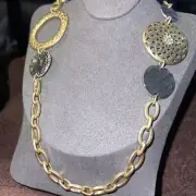 Lovely Chicos Sparkling Gold and SilverTone Circles On Link Chain New