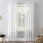 Erica Crushed Sheer Voile Rod Pocket Curtain Panel, 51" x 108", White