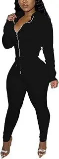 [TOPSRANI] Women Two Piece Outfits Bodycon Tracksuit Sweatsuits Hoodie Solid Jogger Workout Lounge Zipper Long Sleeve Pant Sets