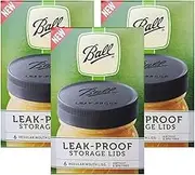 Ball Regular Mouth Leak-Proof Plastic Lids for Glass Mason Jars, Used for Canning, Pickling, Juice, Jam, Jelly 6-Count, Pack of 3 (18-Lids Total)