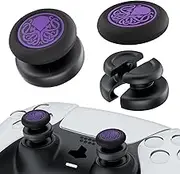 PlayRealm NO Falling Off Thumbstick Extender & Silicone Grip Cover 2 Sets for PS5 & PS4 Controller (Cthulhu Purple)