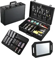 Yueieoun Barber Accessory Case with Mirror, Profesional Barbers Briefcase Tool Case, Barber Cases for Clippers and Supplies, Hair Scissors Trimmer Organizer, Salon Grooming Hard Travel Suitcase