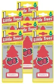 Little Trees Hanging Car and Home Air Freshener, Strawberry Scent - Pack of 6