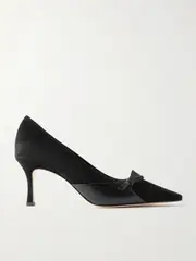 [Manolo Blahnik] Manolo Blahnik - Morcou 70 Suede And Leather Pumps - Black - IT40 IT 40 Black