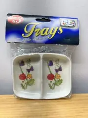 VGT Floral Trays 3 In Pack Side By Side Multi Purpose,Sauces,TrinketsOrJewelry