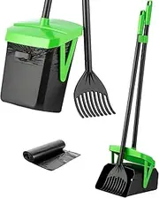 FUSBUNTY Pooper Scooper Swivel Bin & Rake with 20 Waste Bags, Dog Pooper Scooper with Bag Attachment for Large Medium Small Dogs, Poop Scooper with Lid for Lawn Yard Dog Kennel
