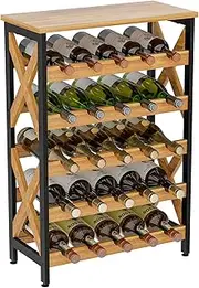 LUMAMU 25 Bottle Wine Rack Freestanding Floor Rustic Wine Holder Stand 5 Tier Wobble-Free Tall Wine Racks Wine Large Display Storage Shelf for Cellar Kitchen 21.6''L x 10.6''W x 31.8''H