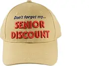 [Eakanh] Birthday Baseball Cap, Don't Forget My Senior Discount Hat for Dad Grandpa Elders Father's Grandparents Beige, Beige, One Size
