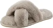 [YELLOW EARTH NATURAL PRODUCTS] Luna - Crossover Premium Sheepskin Crossover Women's Slippers (Cloudy Grey, US Footwear Size System, Adult, Women, Numeric, Medium, 10)