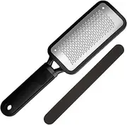 RJR Foot Rasp – Stainless Steel Surface Foot Scrubber with a Black Reusable Nail File for both Acrylic and Natural Nails - Foot File Pedicure Tool & Manicure Tool Together