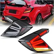 LED Tail Lights Assembly Compatible For Honda Civic Hatchback 2016-2021 Type-R Start Up Animation