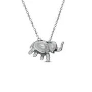 Natural Diamond Accent Elephant Pendant in Sterling Silver