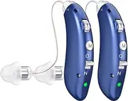 Rechargeable Hearing Aids For Seniors With Noise Cancelling and Volume Control Digital Hearing Amplifiers For Adults With Hearing Hearing Loss BTE Hearing Aids sound amplifiers for seniors (Blue)