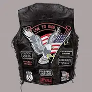 Fashion Leather Biker Motorcycle Vest Punk Vest Concealed Carry Biker Vest with Patches Motorcycle Jackets black S