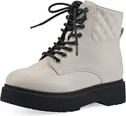 [WHITE MOUNTAIN] KIDS Girls' Prestan Lace-Up Lug Sole Combat Ankle Bootie