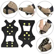 Ice Snow Grips Cleat Over Shoe/Boot Traction Cleat Rubber Spikes Anti Slip 10 Steel Studs Crampons Slip-on Stretch Footwear