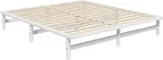 OIKITURE Wooden Bed Frame King Size, Bed Frame Platform with Reinforced Slats - Compatible with Australian-Sized Mattresses, 203x183x30cm