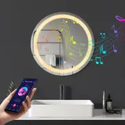 ACA 60CM Bathroom Round Anti-fog Wall Makeup Mirror Touch LED Crystal Light Bluetooth