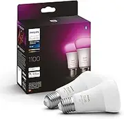 Philips Hue White and Colour Ambiance Smart Light Bulb 2 Pack 75W - 1100 Lumen [E27 Edison Screw] with Bluetooth. Compatible with Alexa, Google Assistant and Apple Homekit