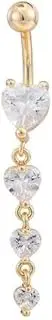 [Hemasa] Real 18K Gold Plated Cubic Zirconia Heart Navel Ring Navel Ring Belly Ring For Women/Girls, Small, Stainless Steel, Apatite