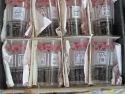 8 Vintage homestead glasses Red White and Black, Tulip pattern New in Box