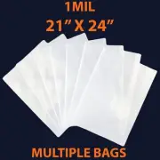 1Mil, 21" X 24" | LDPE Clear Flat Poly Bags, Flexible & Durable | Multiple Bags