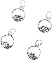 [ULDIGI] 4pcs Geometric Shape Diy Pendant Charm for Necklace Diy Jewelry Making S925 Silver Hollow-out Pendant Key Chain Romantic Promises Fashion and Creative