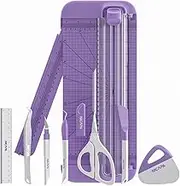 NICAPA Paper Trimmer A4 Paper Cutter Weeding Tool Set for Vinyl , Basic Weeding Tool Kit Craft Knife/Weeder/Scraper/Spatula/Tweezers/Scissors A4 Craft Paper Trimmer Tool Set for Vinyl, Paper, Photo , Coupon, Lable and Cardstock-Purple