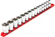 1/2 Inch Drive 6-Point Socket Set with Rail, 15-Piece (10-24 Mm) | SHD92102