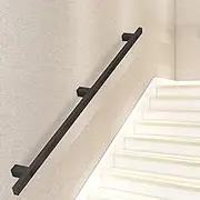 Industrial Metal Hand Railing Black Staircase Handrails Banister Rail Support Kit Wall-Mount Stairway Railing Grab Rail/External Outside for Indoor Outdoor(8ft/240cm)