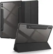 [Spigen] Ultra Hybrid Pro for Samsung Galaxy Tab S10 Plus/S9 Plus 12.4 Inch Case, Clear Back S Pen Holder Storage Air Cushion Technology Raised Edge Built-in Kickstand Cover - Black