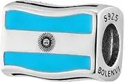 [Bolenvi] Flags Travel Country 925 Sterling Silver Charm Bead For Pandora & Similar Charm Bracelets or Necklaces