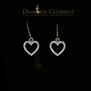 925 Yellow Silver 0.88ct Cubic Zirconia For Women's Dangling Heart Stud Earrings