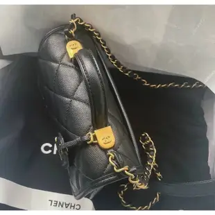 Chanel 22K 復古黑金吊牌豆腐包 郵差包 香奈兒