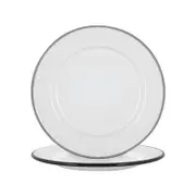 Argon Tableware White Enamel Side Plates - Pack of 4 - Black/Grey - 20cm