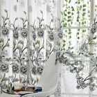 Elegant Peony Tulle Curtain Romantic Transparent Curtain Bedroom