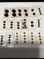 16 Cards(59) Vintage But New Black & Gray Button Assortment By Streamline
