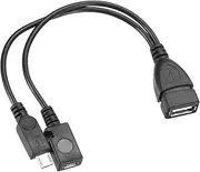 uxcell Micro USB to USB Adapter, Micro USB to USB Female Adapter Replacement Micro USB OTG Cable with Power Adapter for Host Devices, Black