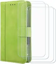 LCEHTOGYE Cover for Oppo A5 Pro 5G + 4 Slice HD Tempered Glass,Shell Bracket Bumper Protective Back Case - Anti-Scratch Screen Protector for Oppo A5 Pro 5G (6,67")-XHD-Green