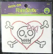 Female Skull & Cross Bones Dritz Iron-On RhineStuds #2724 * Heart & Hair Bow!!