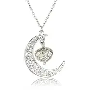 [Generic] Luminous Stone Necklace Moon Heart Pendant Necklace Halloween Fluorescent Necklace Glow in The Dark Accessories for Women Teens Girls